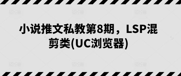 小说推文私教第8期，LSP混剪类(UC浏览器)-泡芙轻资产网创