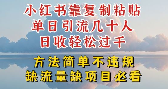 小红书靠复制粘贴单日引流几十人目收轻松过千，方法简单不违规【揭秘】-泡芙轻资产网创
