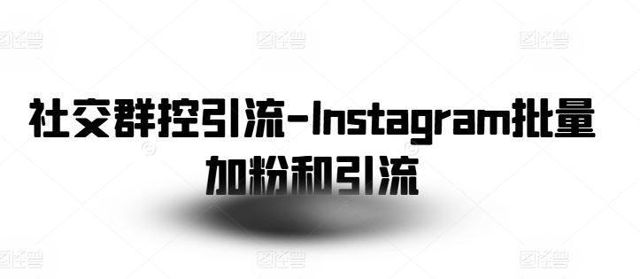 社交群控引流-Instagram批量加粉和引流-泡芙轻资产网创