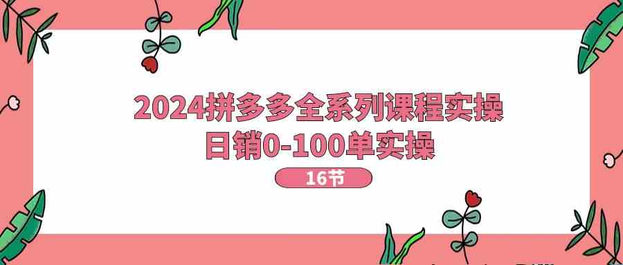 2024拼多多全系列课程实操，日销0-100单实操【16节课】-泡芙轻资产网创