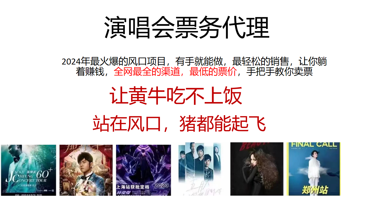 2024年最火爆风口项目，演唱会票务代理，日入2000+，一部手机就能搞定！-泡芙轻资产网创