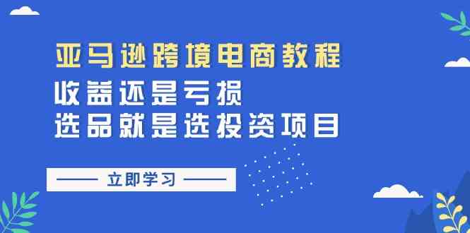 亚马逊跨境电商教程：收益还是亏损！选品就是选投资项目-泡芙轻资产网创