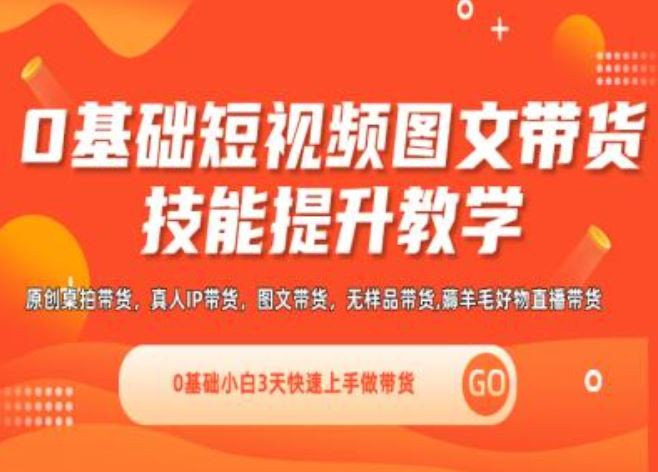 0基础短视频图文带货实操技能提升教学(直播课+视频课),0基础小白3天快速上手做带货-泡芙轻资产网创