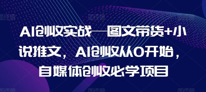 AI创收实战—图文带货+小说推文，AI创收从0开始，自媒体创收必学项目-泡芙轻资产网创