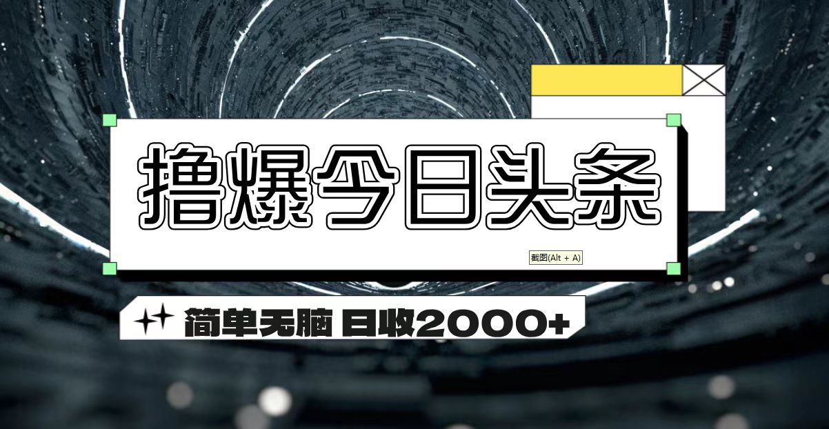 （11665期）撸爆今日头条 简单无脑操作 日收2000+-泡芙轻资产网创