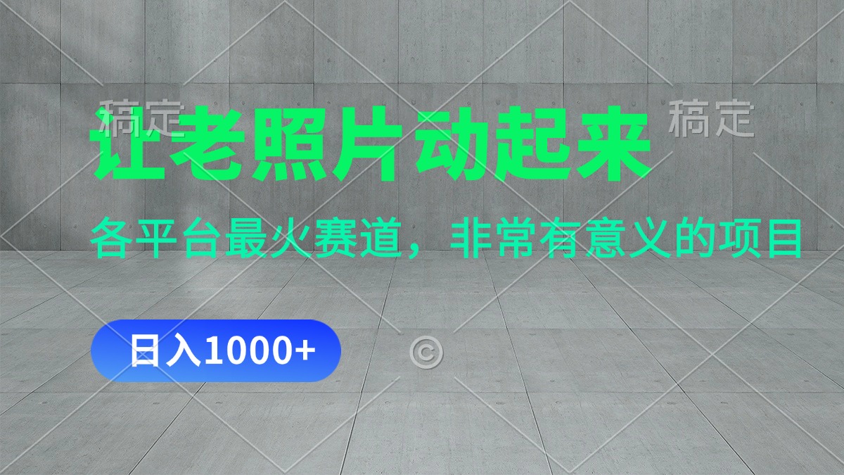（11671期）让老照片动起来，一天变现1000+，各平台最火赛道，看完就会-泡芙轻资产网创