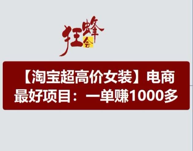 淘宝超高价女装项目，电商最好赛道，一单赚1000多-泡芙轻资产网创
