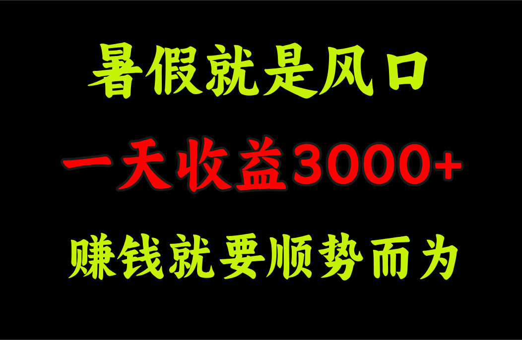 （11690期）一天收益3000+ 赚钱就是顺势而为，暑假就是风口-泡芙轻资产网创