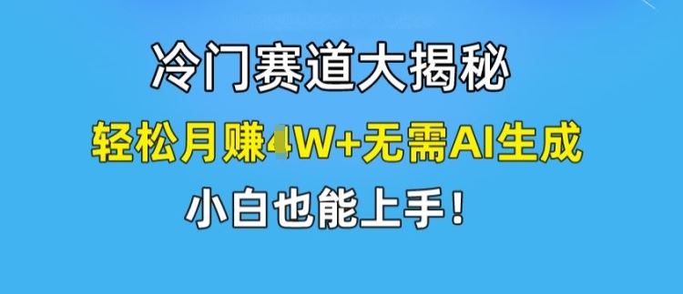 冷门赛道大揭秘，轻松月赚1W+无需AI生成，小白也能上手【揭秘】-泡芙轻资产网创