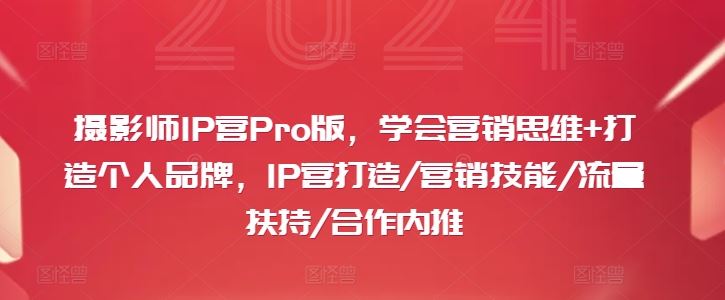 摄影师IP营Pro版，学会营销思维+打造个人品牌，IP营打造/营销技能/流量扶持/合作内推-泡芙轻资产网创