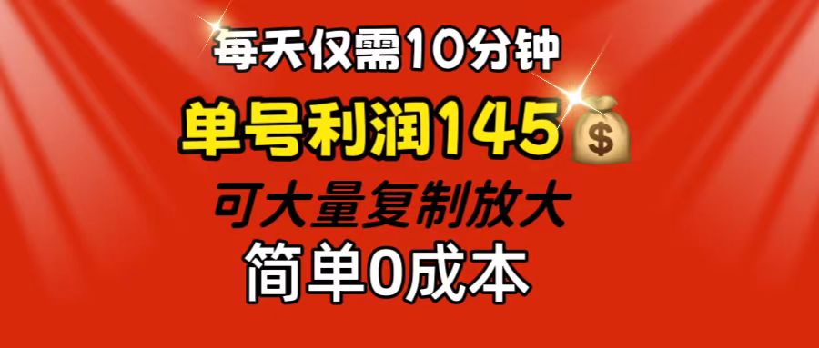 （12027期）每天仅需10分钟，单号利润145 可复制放大 简单0成本-泡芙轻资产网创