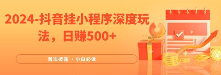2024全网首次披露，抖音挂小程序深度玩法，日赚500+，简单、稳定，带渠道收入，小白必做【揭秘】-泡芙轻资产网创
