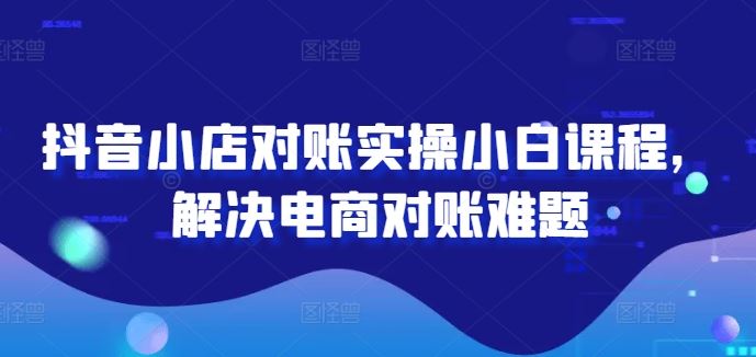 抖音小店对账实操小白课程，解决电商对账难题-泡芙轻资产网创