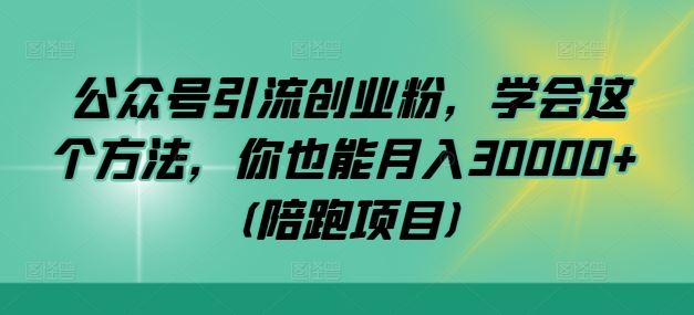 公众号引流创业粉，学会这个方法，你也能月入30000+ (陪跑项目)-泡芙轻资产网创