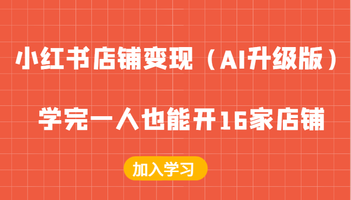小红书店铺变现（AI升级版），学完一人也能开16家店铺-泡芙轻资产网创