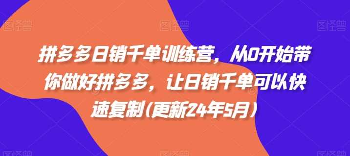 拼多多日销千单训练营，从0开始带你做好拼多多，让日销千单可以快速复制(更新24年10月)-泡芙轻资产网创