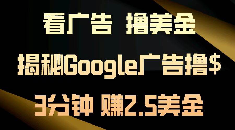 （13114期）看广告，撸美金！3分钟赚2.5美金！日入200美金不是梦！揭秘Google广告…-泡芙轻资产网创