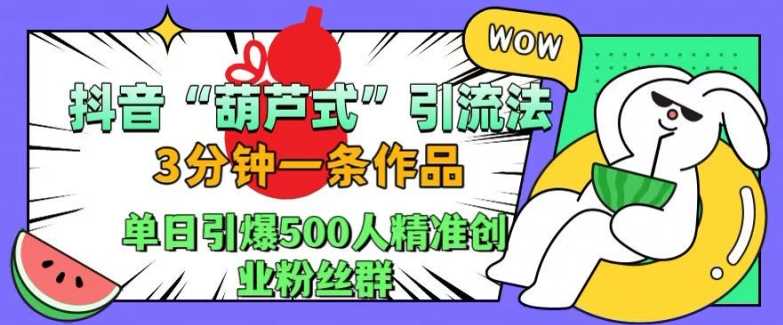 抖音葫芦式引流法，三分钟一条作品，单日引爆抖音500人精准创业粉丝群【揭秘】-泡芙轻资产网创