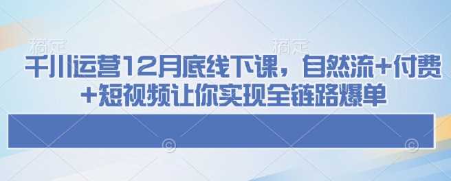 千川运营12月底线下课，自然流+付费+短视频让你实现全链路爆单-泡芙轻资产网创