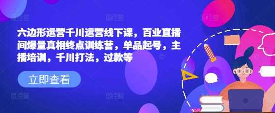六边形运营千川运营线下课，百业直播间爆量真相终点训练营，单品起号，主播培训，千川打法，过款等-泡芙轻资产网创